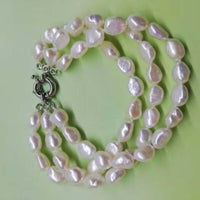 Baroque 3strands 8-9mm real pearl bracelet 7.5"  10 PCS