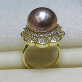 Gorgeous 13-14mm round Fw Pearl sterling silver ring various option