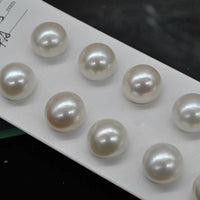 [ELEISPL] 10 pairs big button freshwater pearl half hole loose beads 12.5-13mm 14-14.5mm