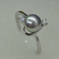 wholesale 10 pcs 6-6.5mm gray freshwater pearl mix style rings Free shipping