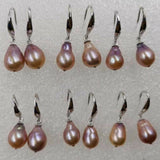 Baroque drop natural colour pearl dangle earring 8-9*11-12mm size