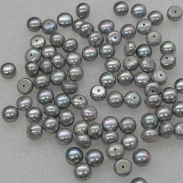 wholesale 8mm gray half hole freshwater pearl various option