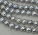 Free shipping wholesale 10.5-12mm gray Furrow Kasumi pearl strand 1 string