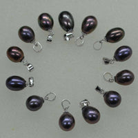 fine black drop rice real pearl pendants wholesale without chain  Q30317