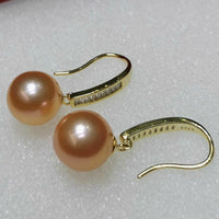 10-11mm round pink pearl earring for women sterloing silver FW pearls