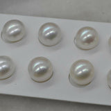 [ELEISPL] 10 pairs big button freshwater pearl half hole loose beads 12.5-13mm 14-14.5mm