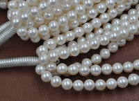 AA++ Lots 5 X Strands 8.5-9.5mm round white real pearl loose strings