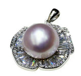 Newly Gorgeous 12mm round Pearl white freshwater pearls pendant sterling silver