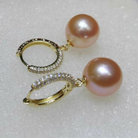 10-11mm round pink pearl earring for women sterloing silver FW pearls