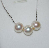 Stunning 9.5mm round white Freshwater pearl pendant necklace s925 Chain