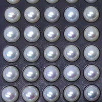 Stunning 9mm 10mm round white genuine freshwater pearl half drilled beads