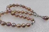 Gorgeous 11-12mm rainbow luster furrow Kasumi pearl pendant necklace