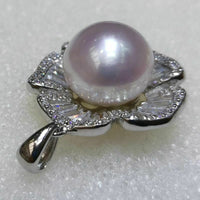 Newly Gorgeous 12mm round Pearl white freshwater pearls pendant sterling silver