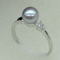 wholesale 10 pcs 6-6.5mm gray freshwater pearl mix style rings Free shipping