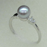 wholesale 10 pcs 6-6.5mm gray freshwater pearl mix style rings Free shipping