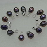 fine black drop rice real pearl pendants wholesale without chain  Q30317