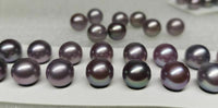 9mm round loose pearls half drilled purple freshwater pearl pairs