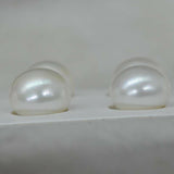 [ELEISPL] 10 pairs big button freshwater pearl half hole loose beads 12.5-13mm 14-14.5mm