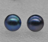 AAAA 12.5-14.5mm 925s blue black Mabe pearl stud earring