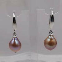 Baroque drop natural colour pearl dangle earring 8-9*11-12mm size