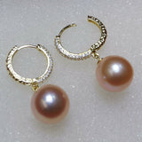 10-11mm round pink pearl earring for women sterloing silver FW pearls