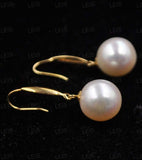 AAA 11.5-12mm round pearl 18k yellow gold earring Free shipping