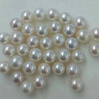 Stunning 9mm 10mm round white genuine freshwater pearl half drilled beads