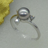 wholesale 10 pcs 6-6.5mm gray freshwater pearl mix style rings Free shipping