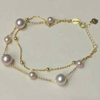 Stunning 2rows natural pearl 18k chain necklace white or purple option