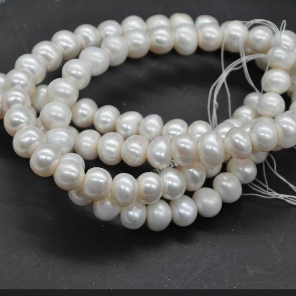 wholesale 3 strands big 9.5-10*10-11mm bread shape real freshwater pearl strings