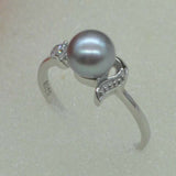 wholesale 10 pcs 6-6.5mm gray freshwater pearl mix style rings Free shipping