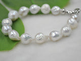 GORGEOUS luster 11-12mm natural Similar Baroque freshwater pearl bracelet