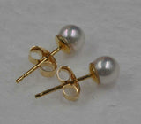 14k gold GORGEOUS luster 4.5mm round Akoya pearl Earring