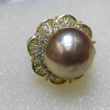 Gorgeous 13-14mm round Fw Pearl sterling silver ring various option