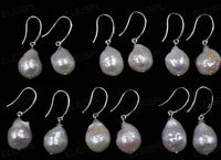 Natural Furrow 10.5-11mm Kasumi pearl dangle earring Hook 925 silver