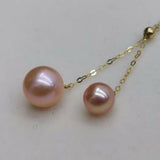 Gorgeous 2pcs round pearl pendant G18K Chain necklace