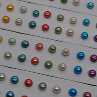 Gorgeous colors loose freshwater pearl button half drilled beads 5-6mm diy