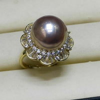 Gorgeous 13-14mm round Fw Pearl sterling silver ring various option