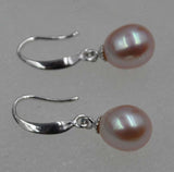 Stunning Natural color Lavender Pearl drop Earring s925 dangle 7-8mm