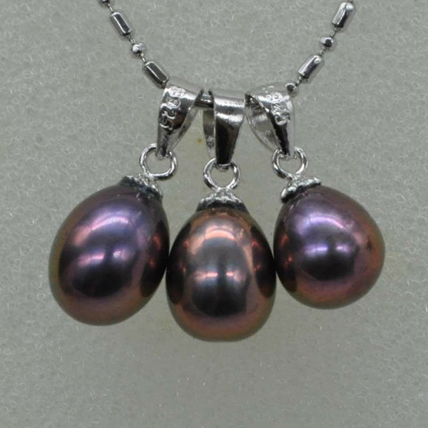 fine black drop rice real pearl pendants wholesale without chain  Q30317