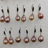 Baroque drop natural colour pearl dangle earring 8-9*11-12mm size