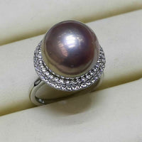 Gorgeous 13-14mm round Fw Pearl sterling silver ring various option