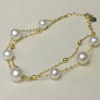 Stunning 2rows natural pearl 18k chain necklace white or purple option