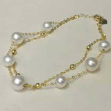 Stunning 2rows natural pearl 18k chain necklace white or purple option