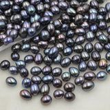 wholesale rice black freshwater pearl 7.5-8*8.5-11mm loose half drilled pearl