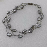 Genuine baroque gray cultured freshwater pearl bracelet 5-6mm 6-7mm