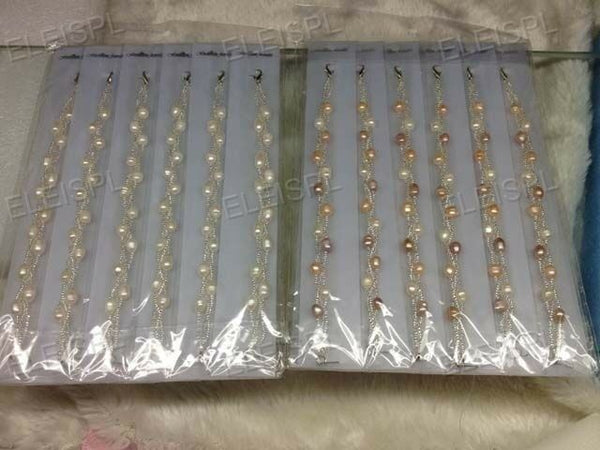 wholesale lots 24 Qty 5-6mm rice freshwater pearl bracelets white pink purple