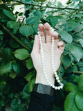 AA 7mm white Fresh water pearl 2strings women bracelet rose flower clasp