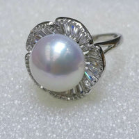 Gorgeous 13-14mm round Fw Pearl sterling silver ring various option