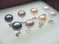 wholesale 100 pairs freshwater pearl earring 4mm 5mm 6mm 7mm 8mm 9mm 10mm s925